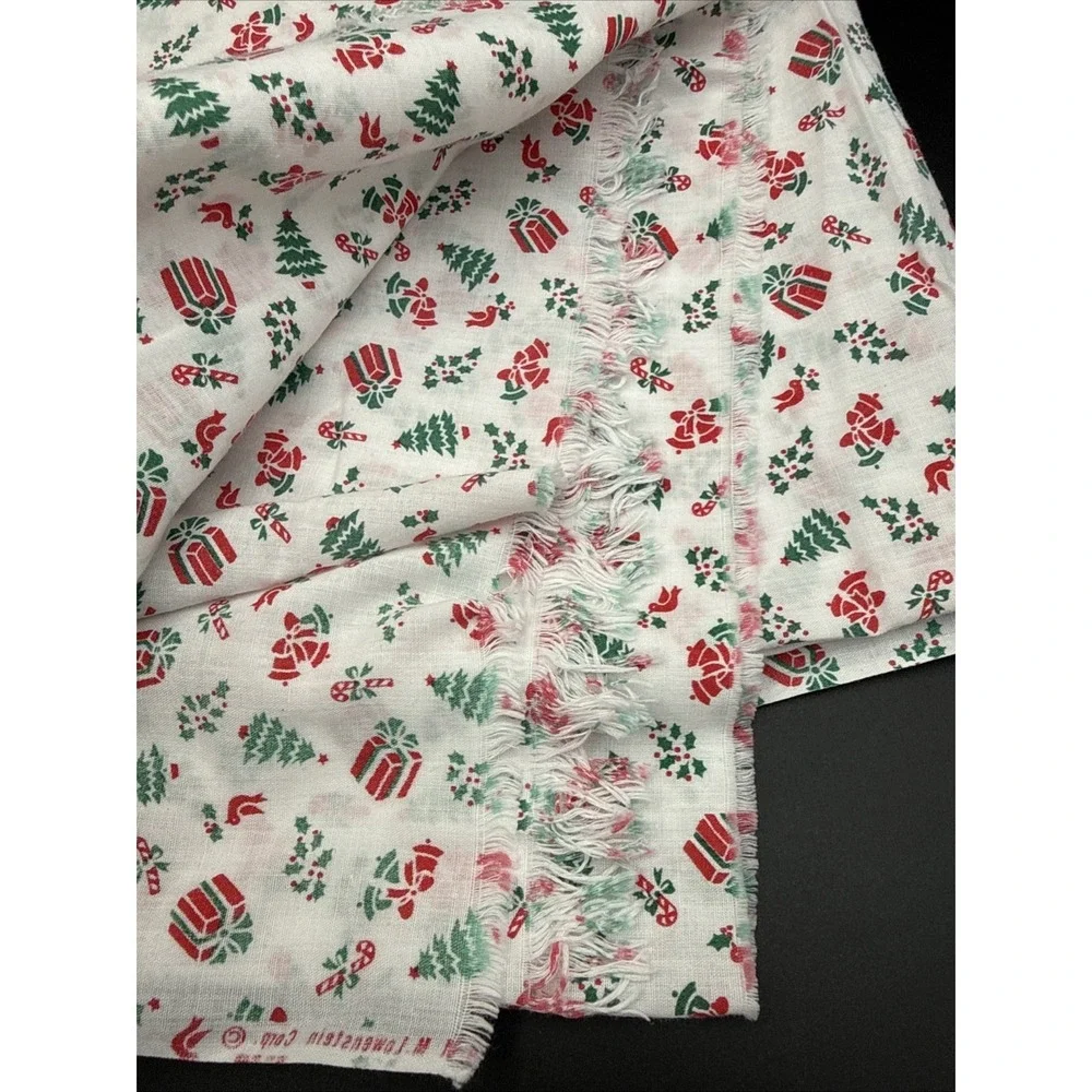 vintage wamsutta cotton fabric Christmas Trees Bells Lowenstein 47 X 44